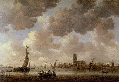 Uitzicht op Dordrecht stroomafwaarts vanaf de Grote Kerk, 1647 door Jan Josephsz van Goyen